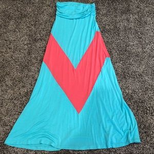Turquoise and pink maxi skirt